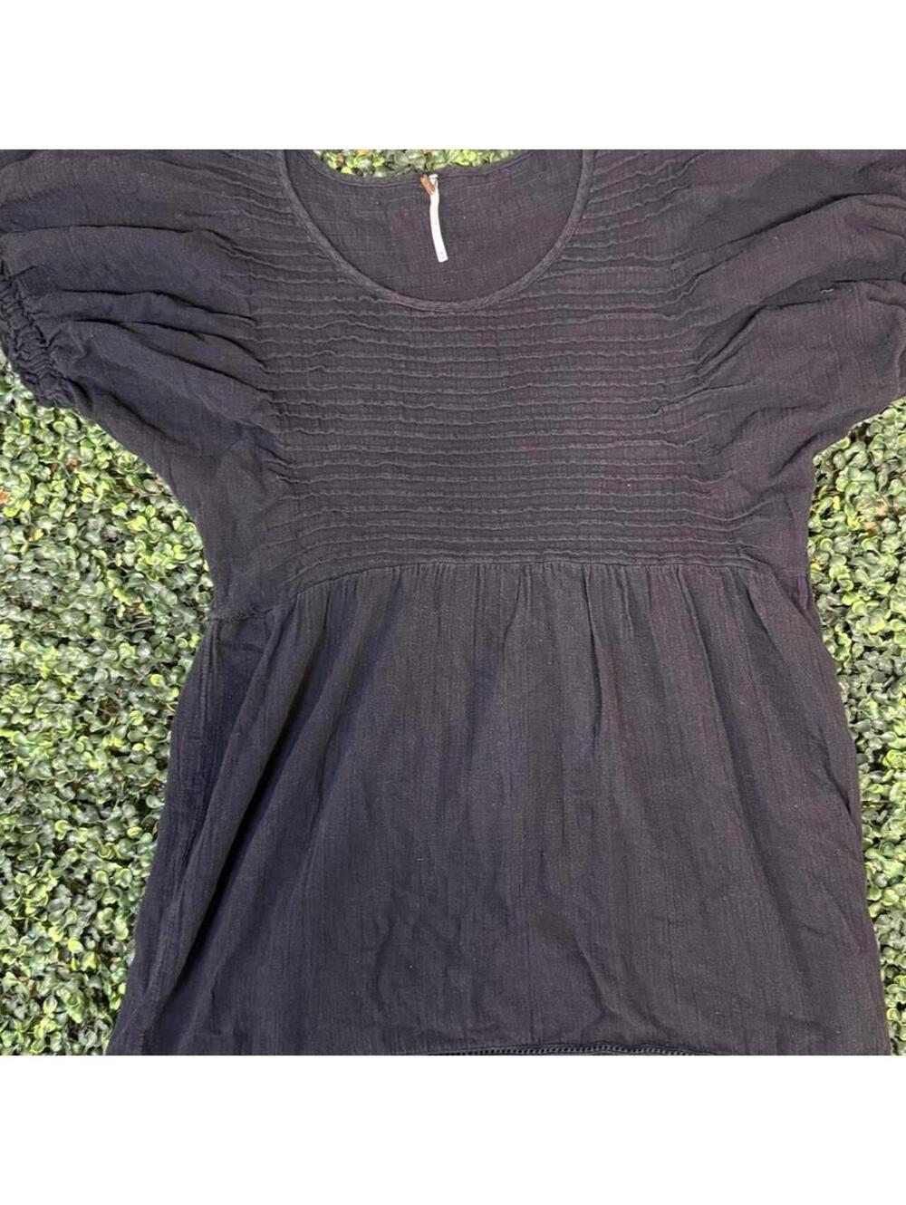 🖤 Free People Black Pintuck Peasant Blouse